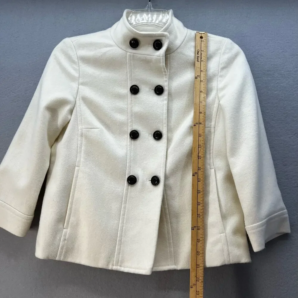 Banana Republic Pea Coat Women's Size S White 48% Wool Classic Elegant Preppy - Picture 11 of 11